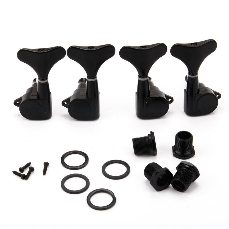 WingPower Electric Bass Tuning Pegs, Machine Heads Knobs, String Tuners for Electric Bass, 4Pcs, 2 Left 2 Right, Black Closed Zinc Alloy, Guitar and Bass Accessories - Image 2